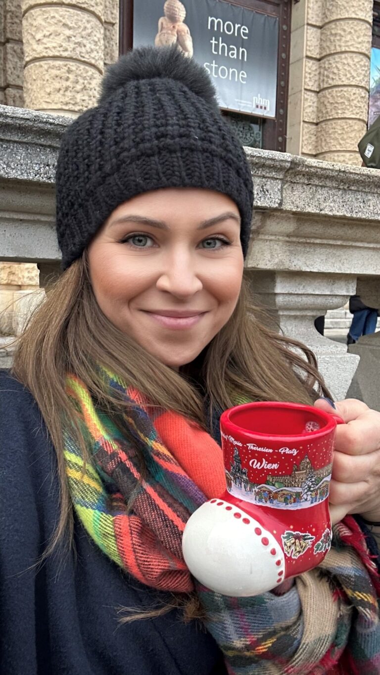 Lady with coffee christmas